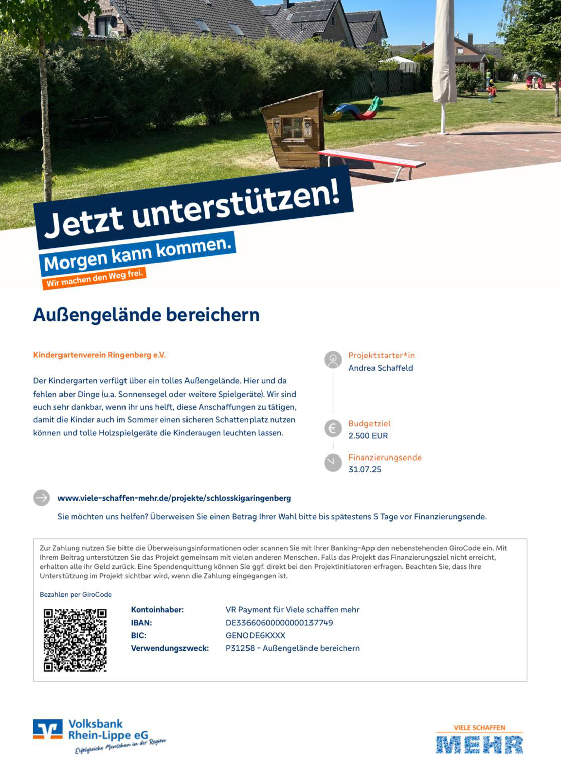 schlosskindergarten ringenberg unterstuezung